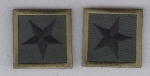 1 STAR Black on OD Green collar patches 1.5"